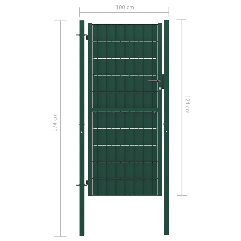 Порта за ограда, PVC и стомана, 100x124 см, зелена  