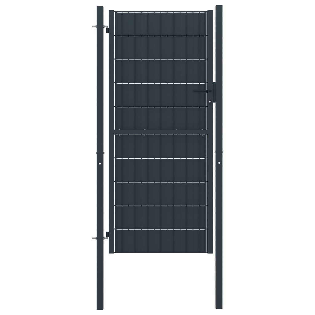 Порта за ограда, PVC и стомана, 100x124 см, антрацит