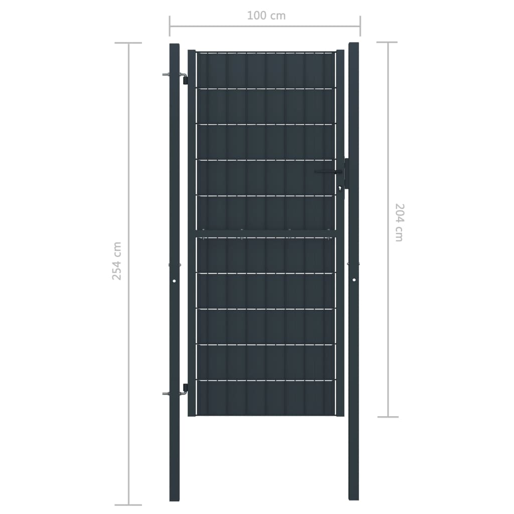 Порта за ограда, PVC и стомана, 100x204 см, антрацит
