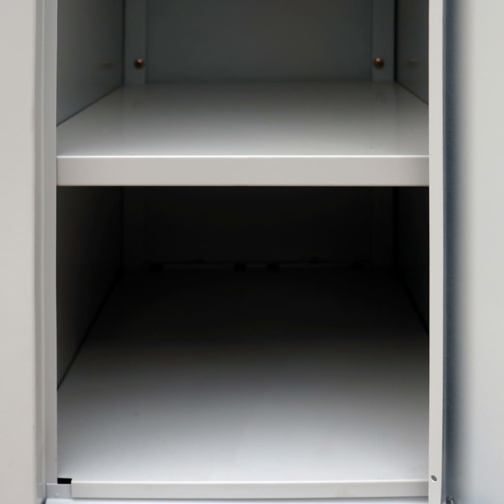 Заключващ се шкаф с 6 отделения, стомана, 90x45x180 cм, сив