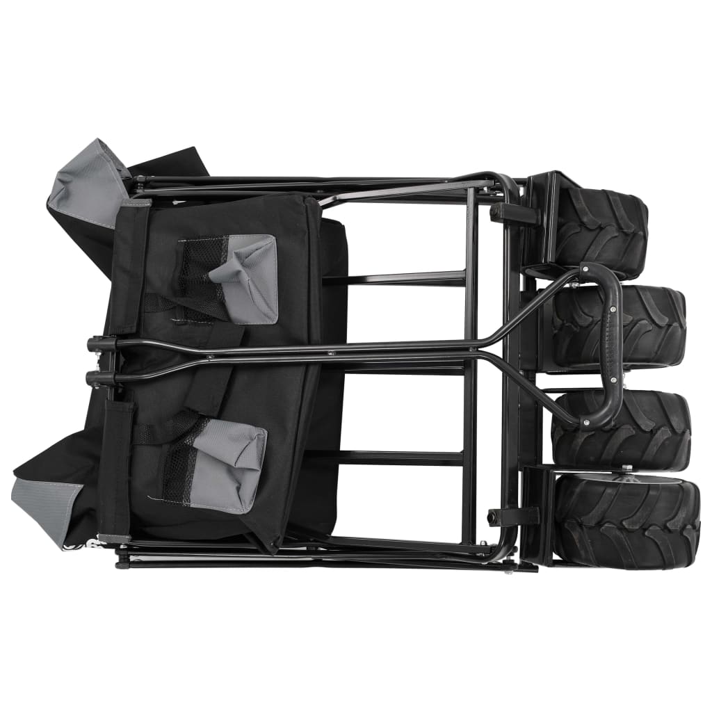 Сгъваема ръчна количка, метал, сиво и черно