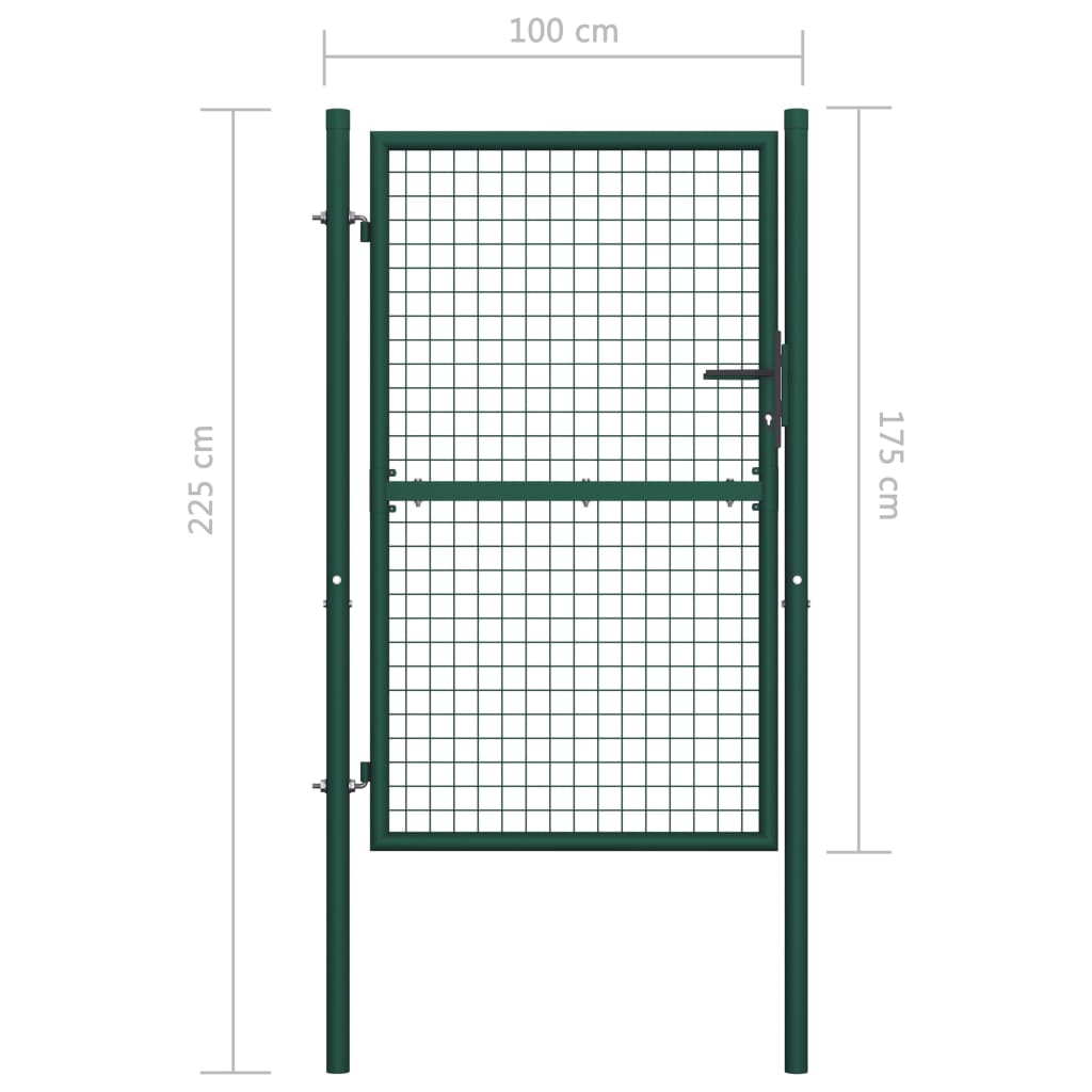 Порта за ограда, стомана, 100x175 см, зелена 