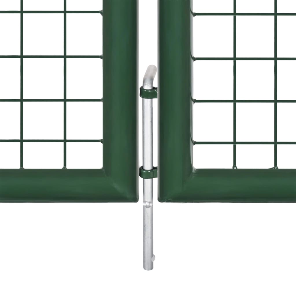 Мрежеста градинска порта, стомана, 400x125 см, зелена