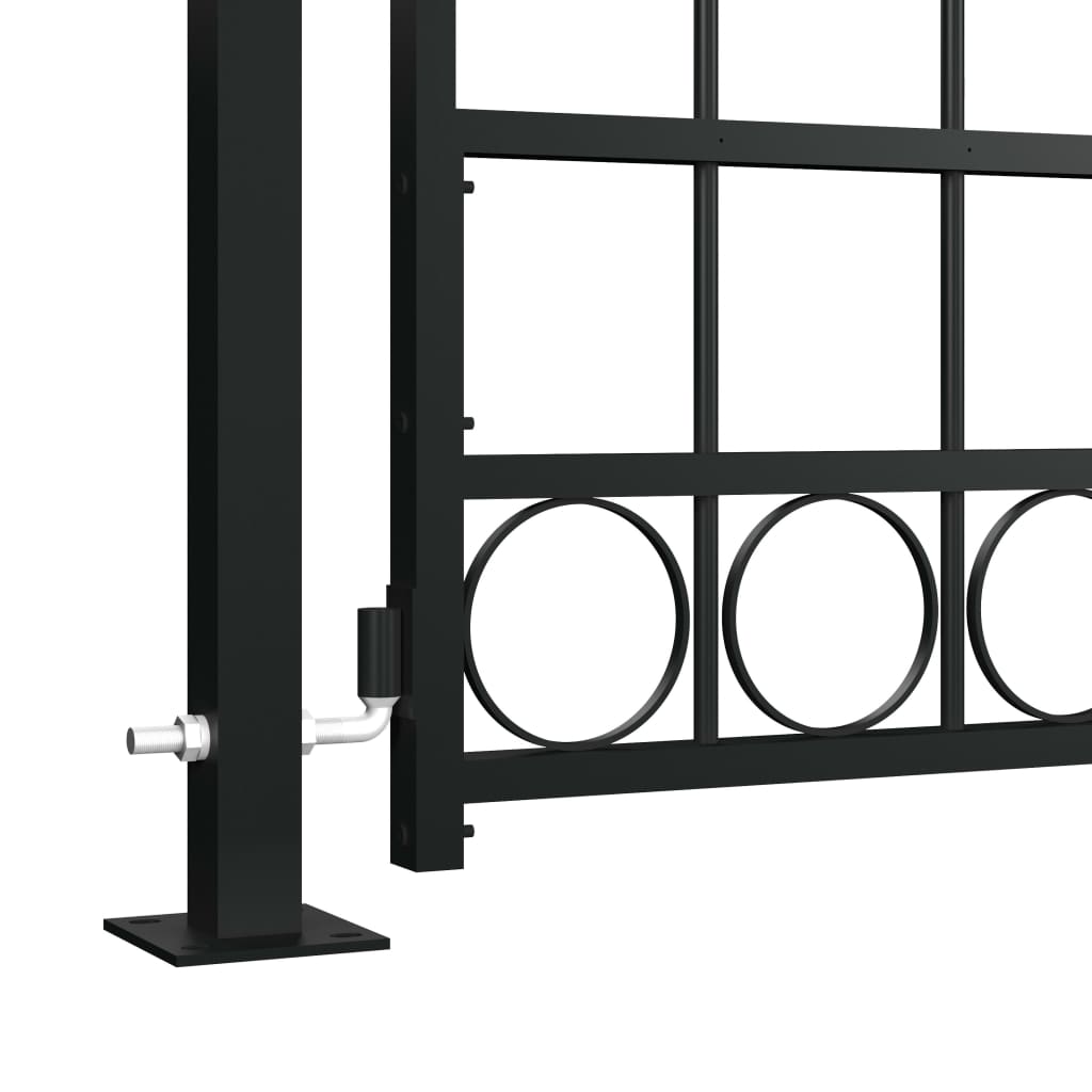 Оградна врата с арковидна горна част 2 стълба 105x204 см черна