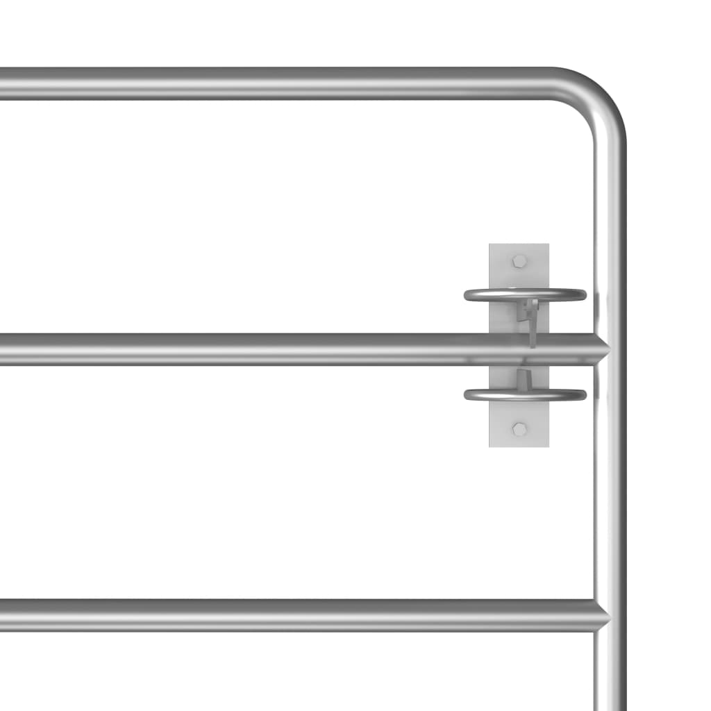 Оградна порта, 5 пръта, стомана, (95-170)x90 см, сребриста