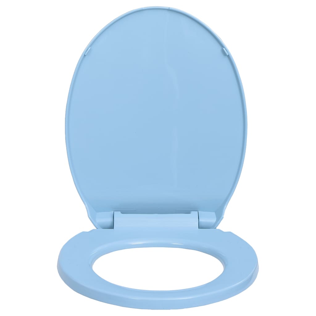 Тоалетна седалка плавно спускане бързо освобождаване синя овал