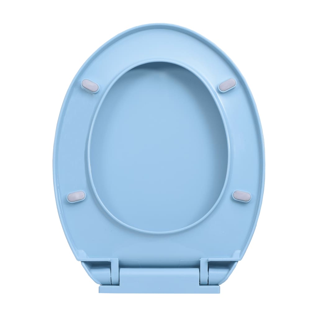Тоалетна седалка плавно спускане бързо освобождаване синя овал