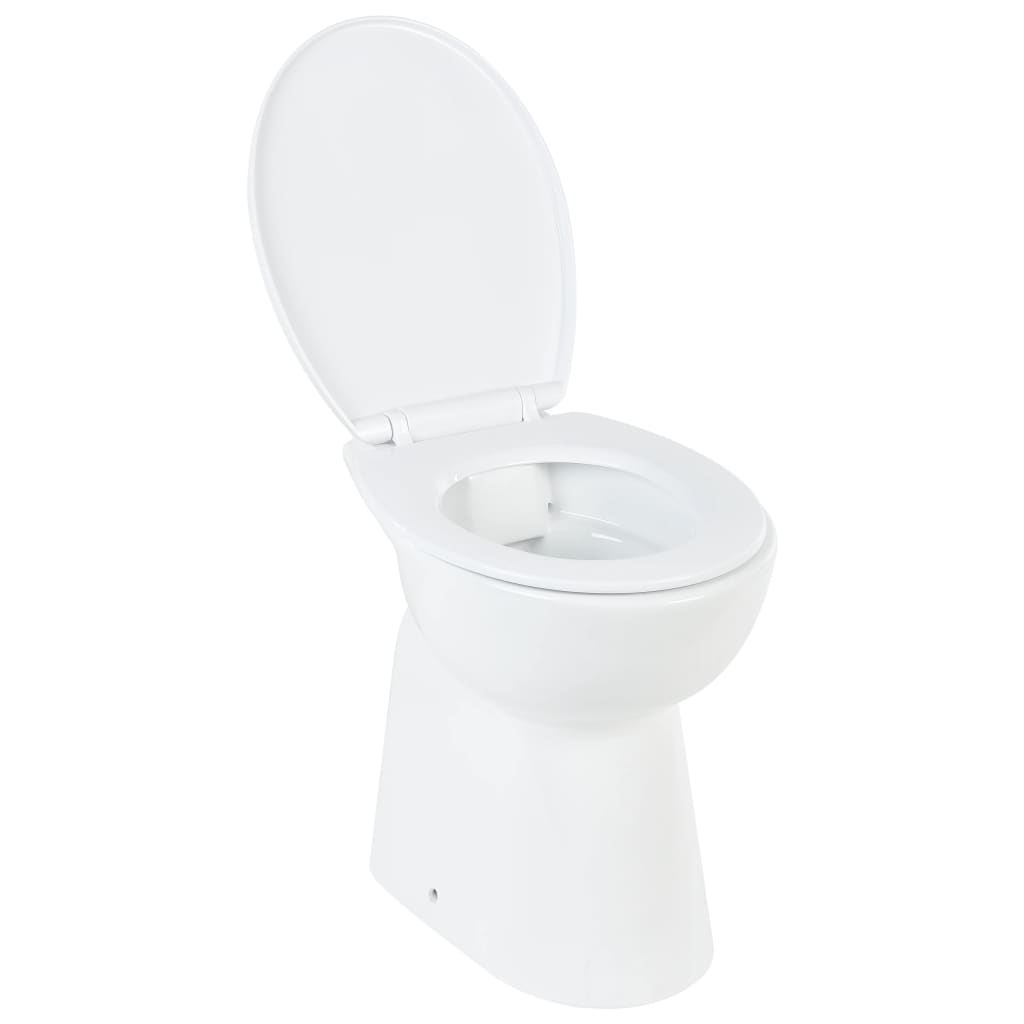 Висока тоалетна без ръб плавно затваряне +7 см керамика бяла