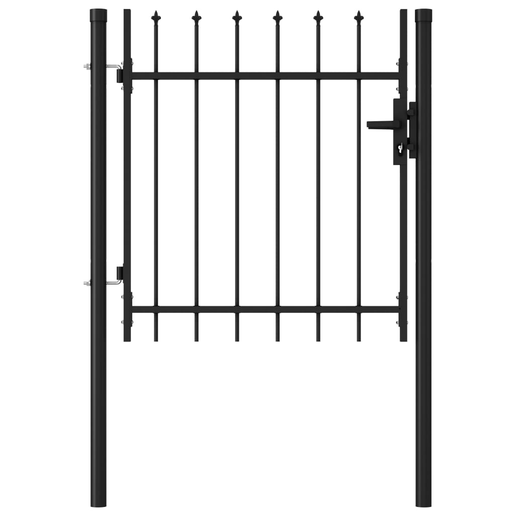 Оградна порта една врата заострени върхове стомана 1х1 м черна