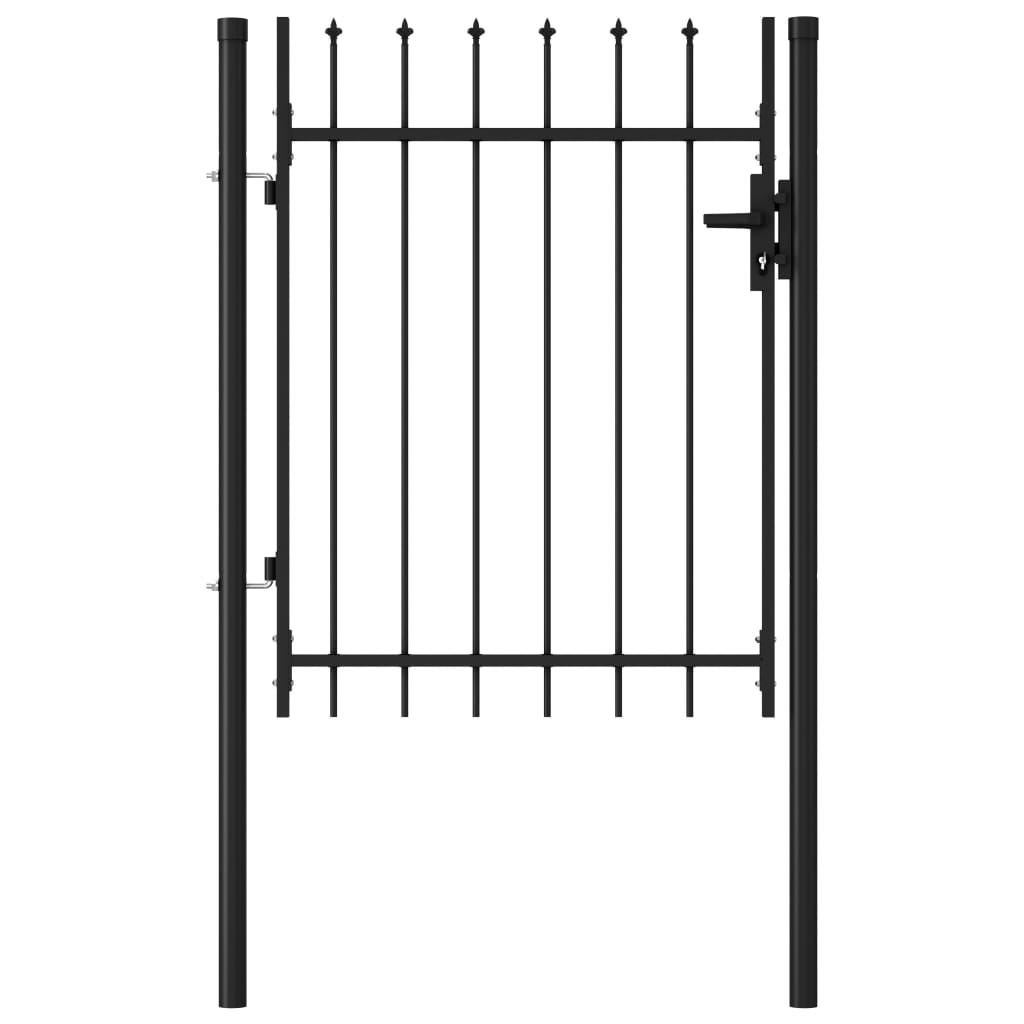 Оградна порта една врата с остри върхове стомана 1х1,2 м черна