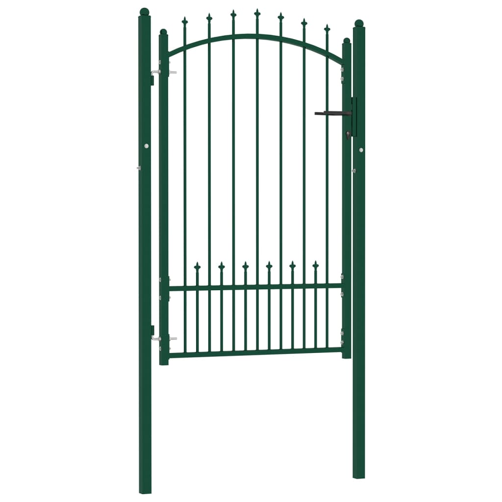 Оградна врата с шипове, стомана, 100x150 см, зелена