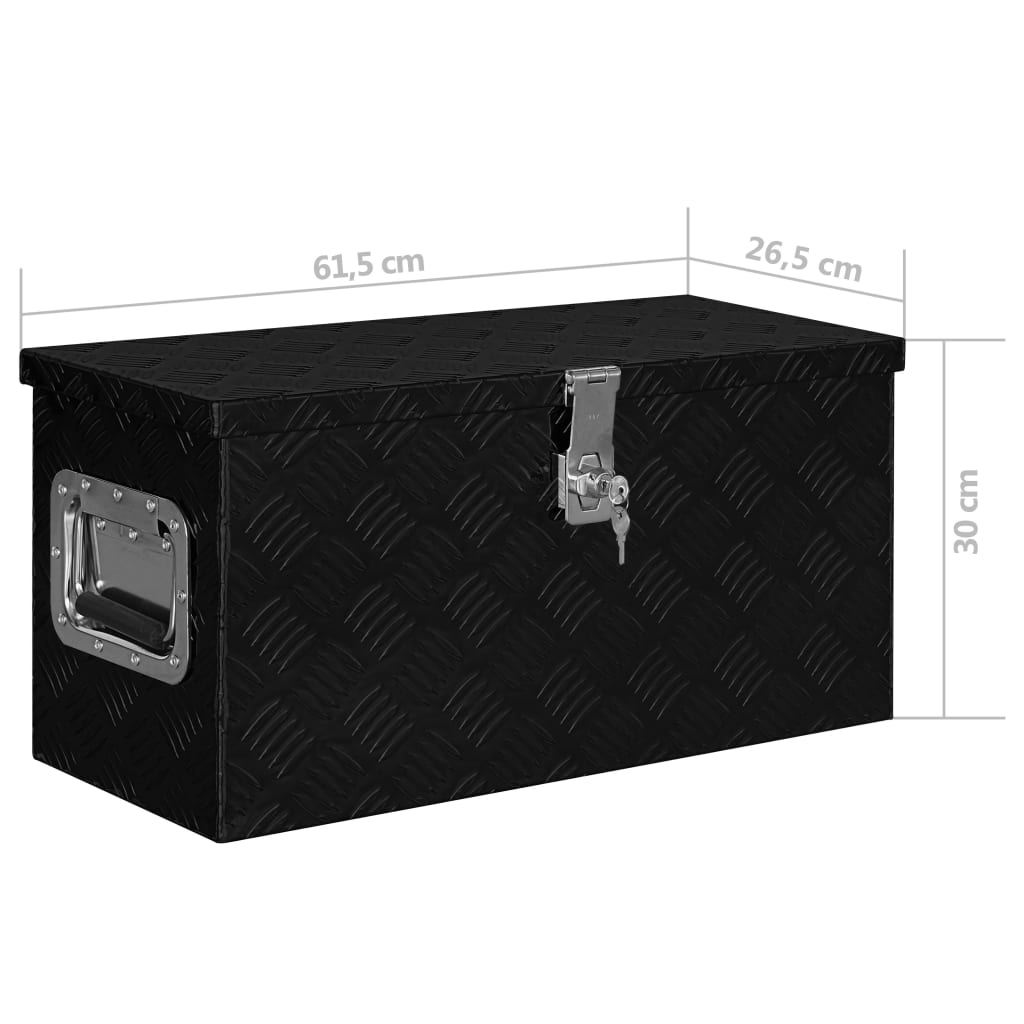 Алуминиева кутия, 61,5x26,5x30 см, черна 