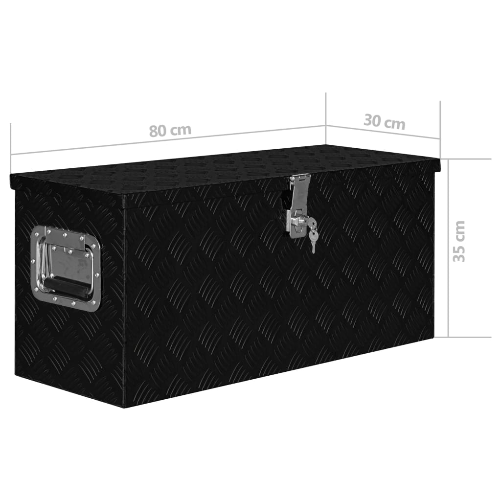 Алуминиева кутия, 80x30x35 см, черна 