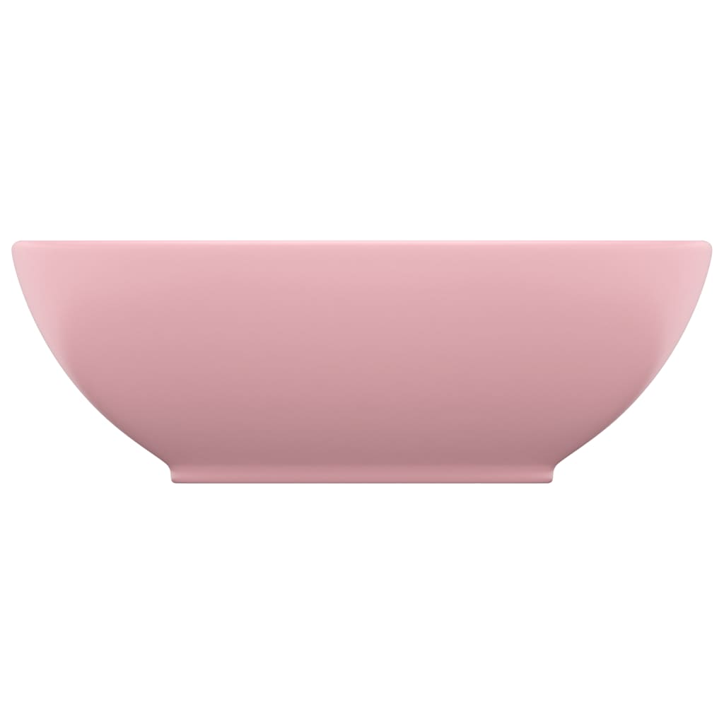 Луксозна овална мивка, матово розова, 40x33 см, керамика