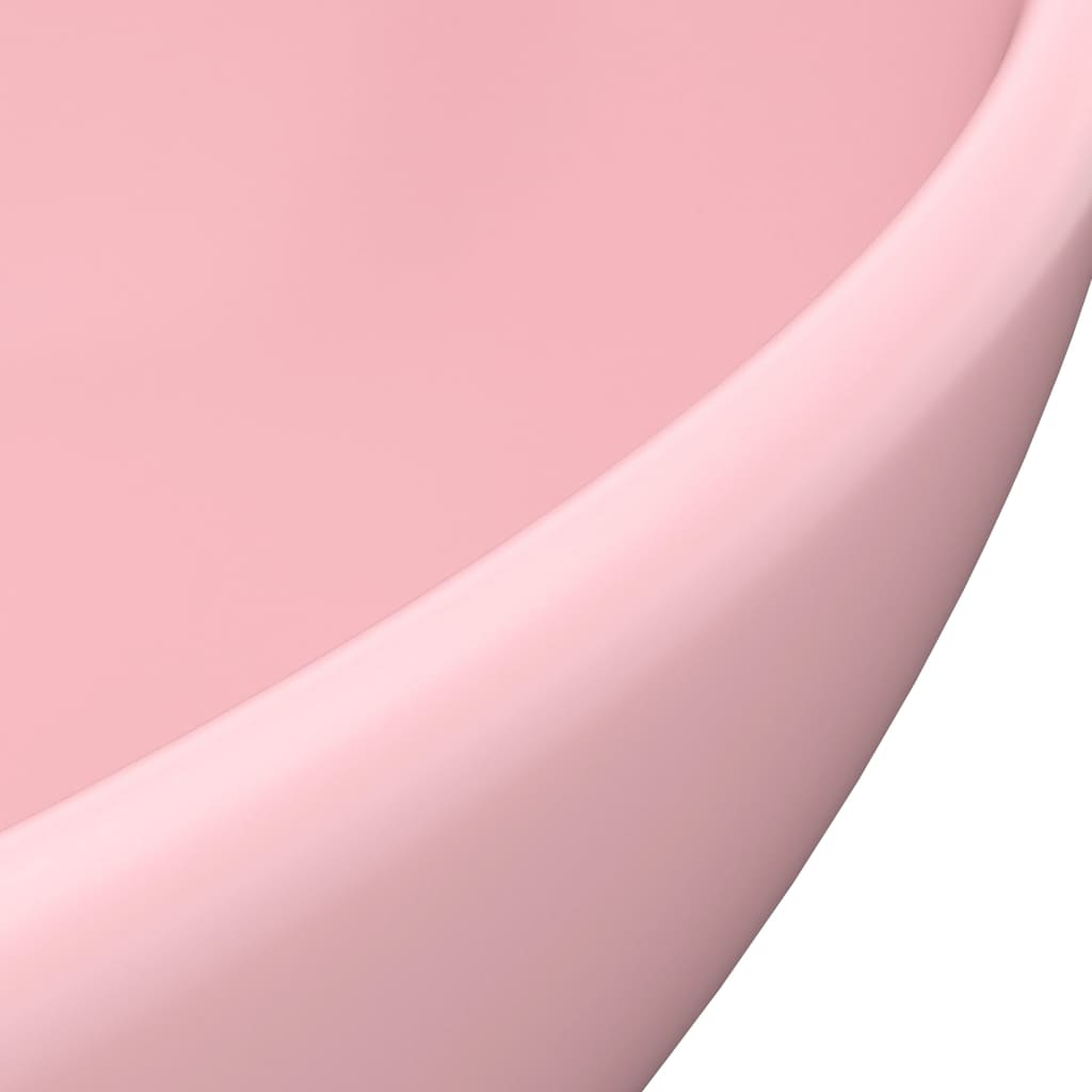 Луксозна овална мивка, матово розова, 40x33 см, керамика