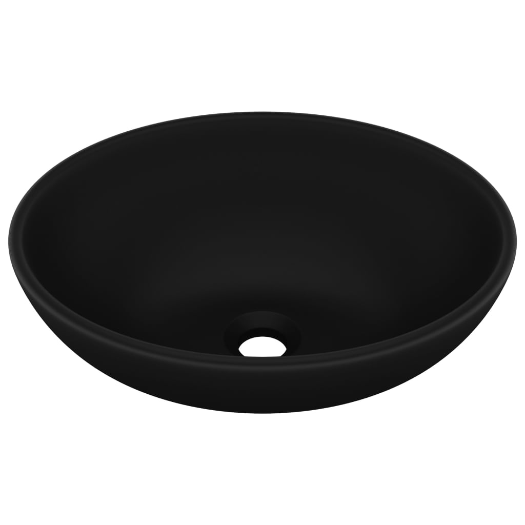 Луксозна овална мивка, матово черна, 40x33 см, керамика