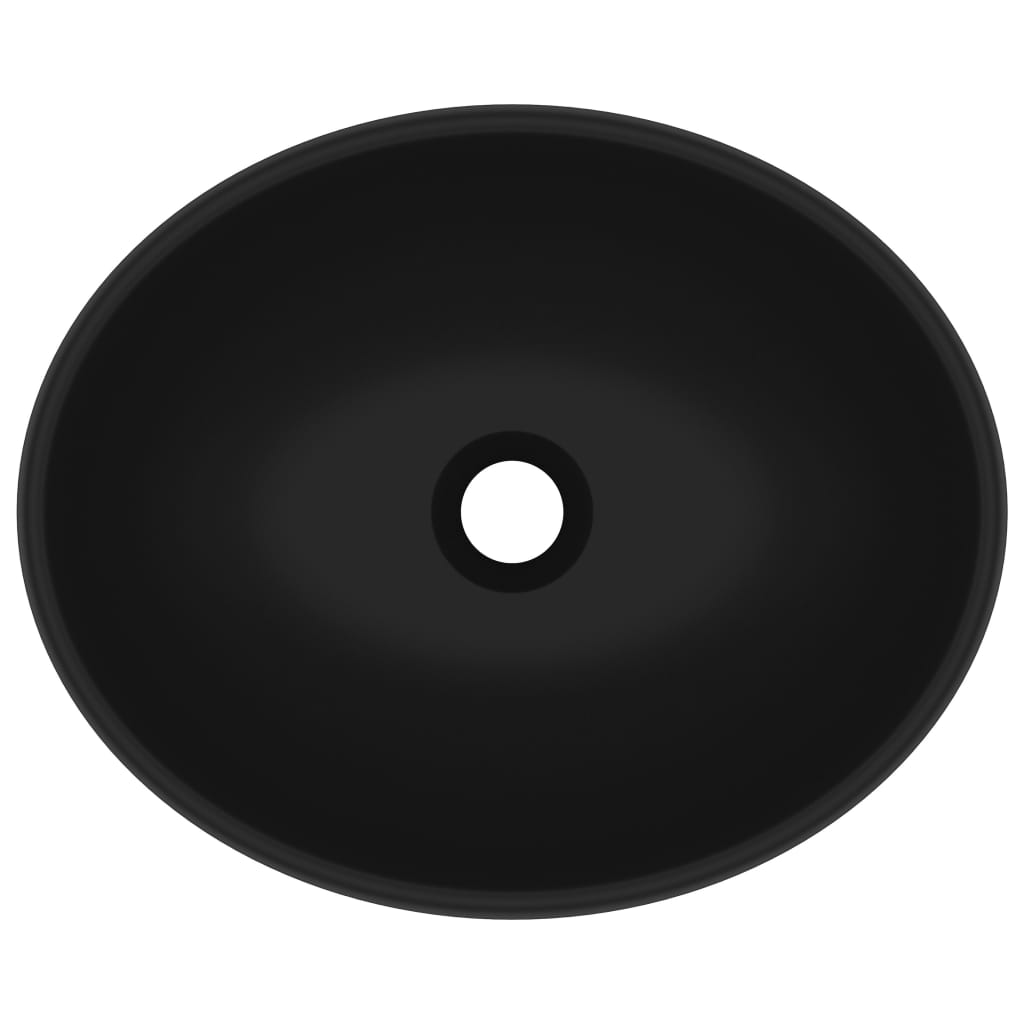 Луксозна овална мивка, матово черна, 40x33 см, керамика