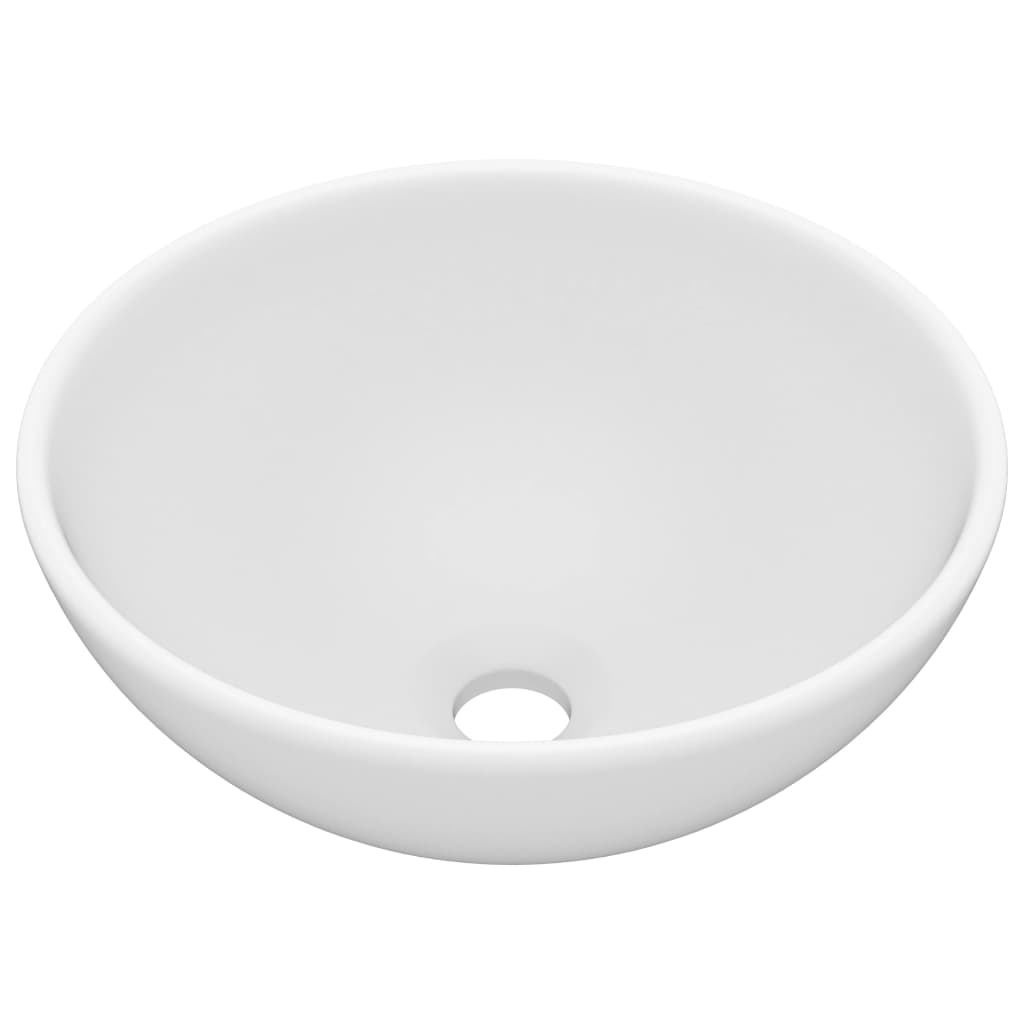 Мивка за баня лукс кръгла матово бяла 32,5x14 см керамика