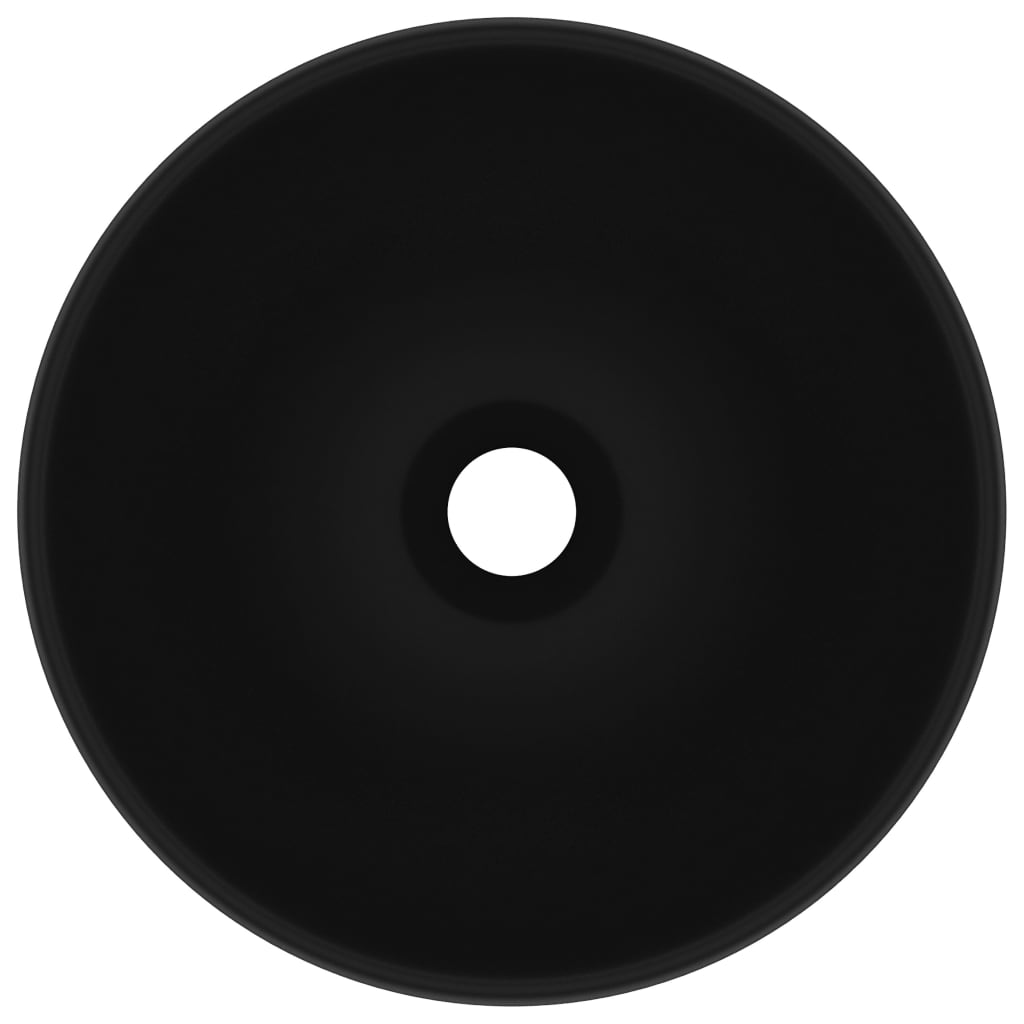 Мивка за баня лукс кръгла матово черна 32,5x14 см керамика