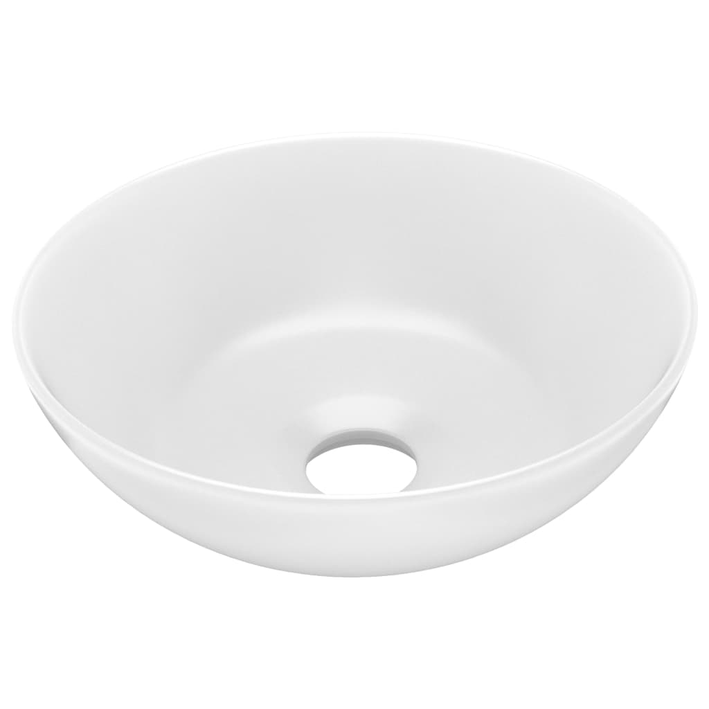 Керамична мивка за баня, матово бяла, кръгла