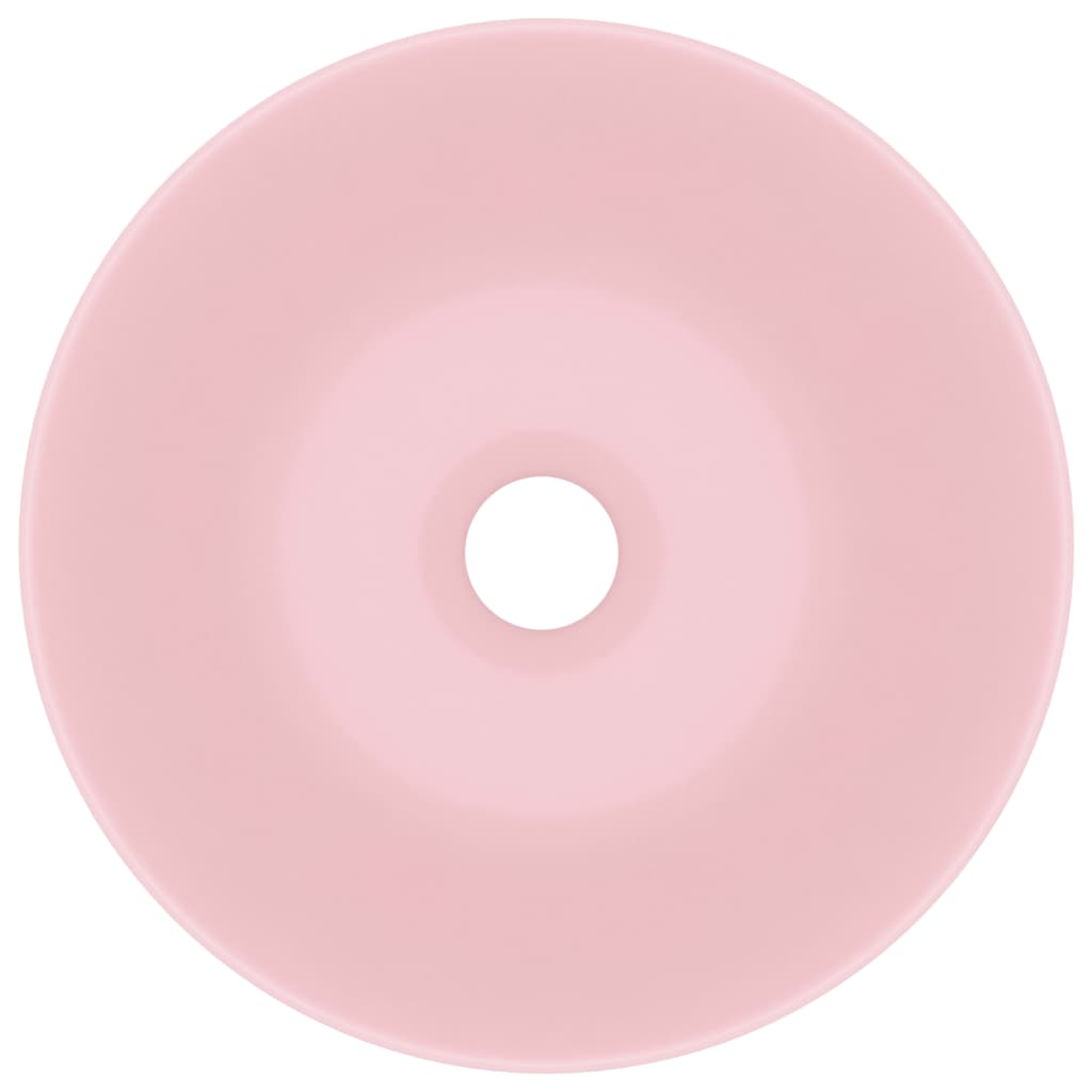 Керамична мивка за баня, матово розова, кръгла