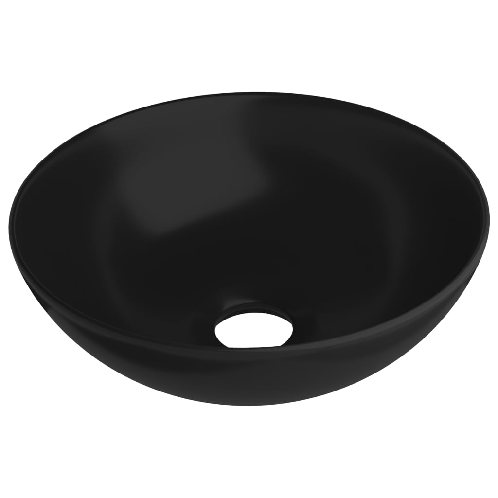 Керамична мивка за баня, матово черна, кръгла
