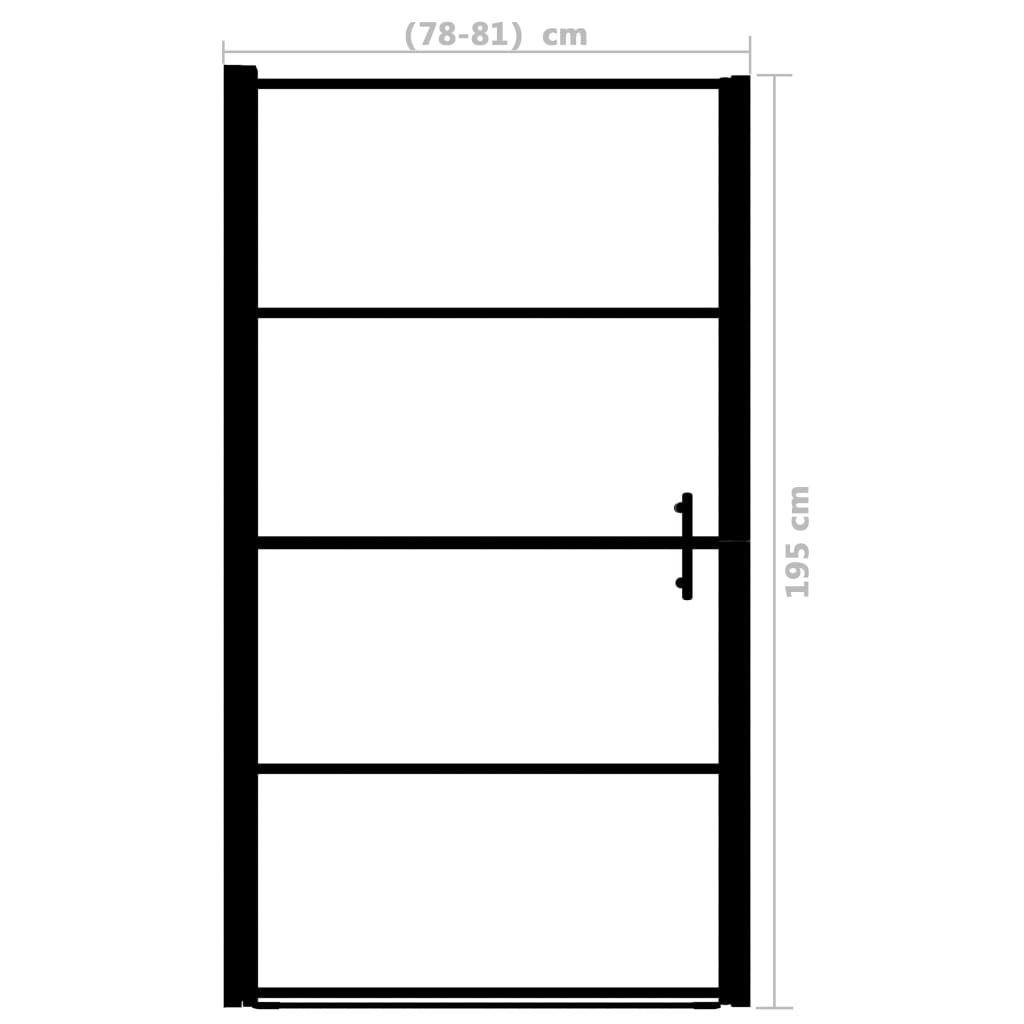 Врата за душ, матирано закалено стъкло, 81x195 см, черна