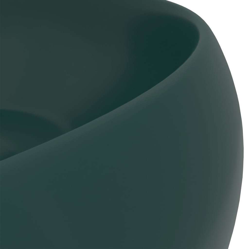 Луксозна кръгла мивка, матово тъмнозелена, 40x15 см, керамика