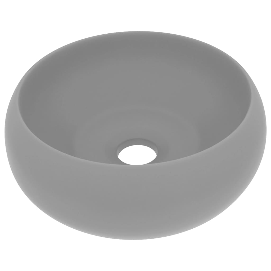 Луксозна кръгла мивка, матово светлосива, 40x15 см, керамика