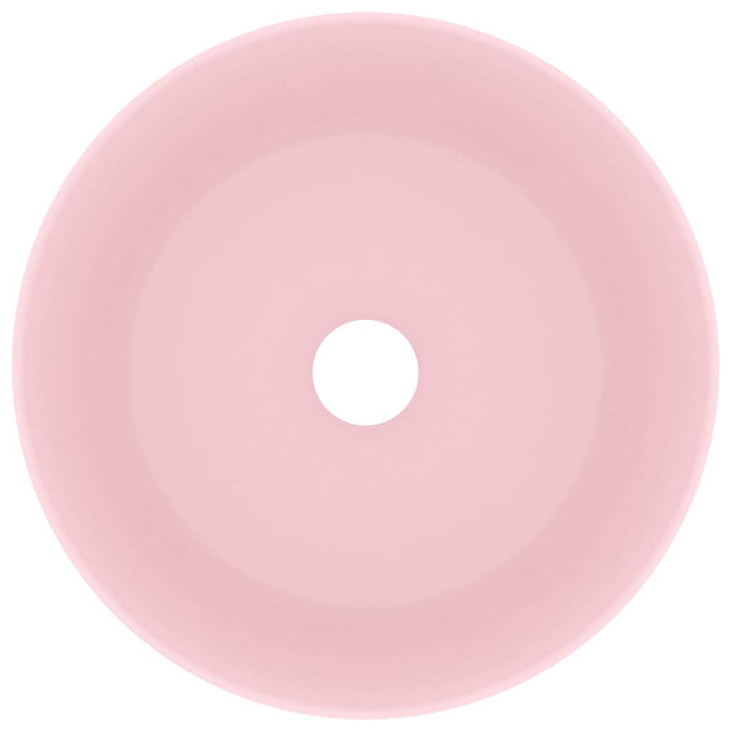 Луксозна кръгла мивка, матово розова, 40x15 см, керамика