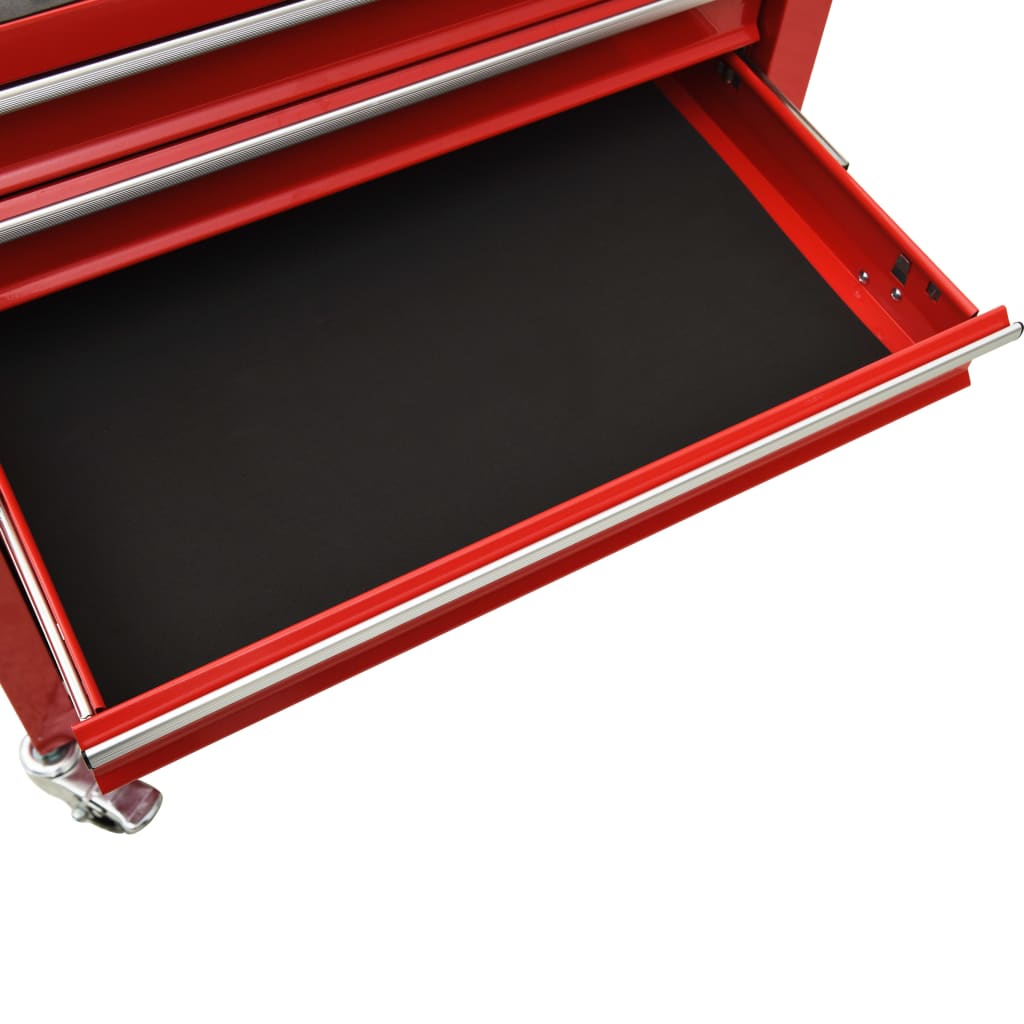 Количка за инструменти с 4 чекмеджета, стомана, червена