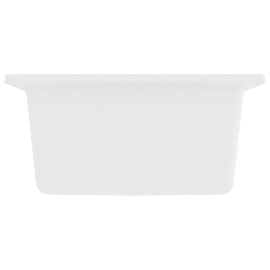 Кухненска мивка с преливник, бяла, гранит