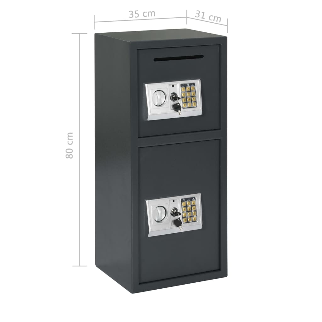 Цифров сейф с двойна врата, тъмносив, 35x31x80 см