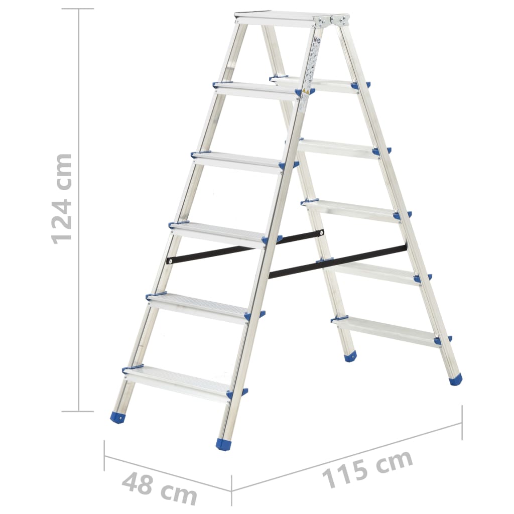 Алуминиева двойна сгъваема стълба, 6 стъпала, 136 см