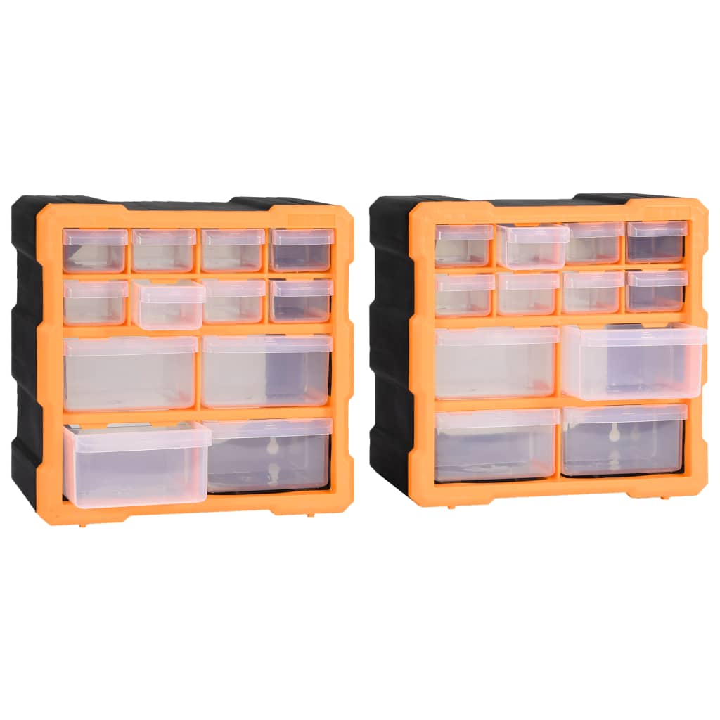 Шкафове органайзери с 12 чекмеджета, 2 бр, 26,5x16x26 см