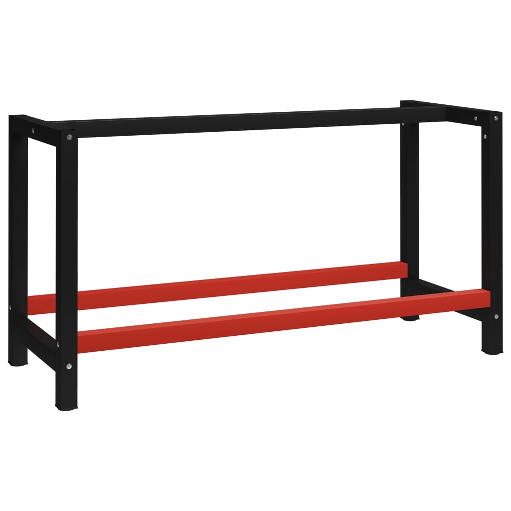 Рамка за работна маса, метал, 150x57x79 см, черно и червено