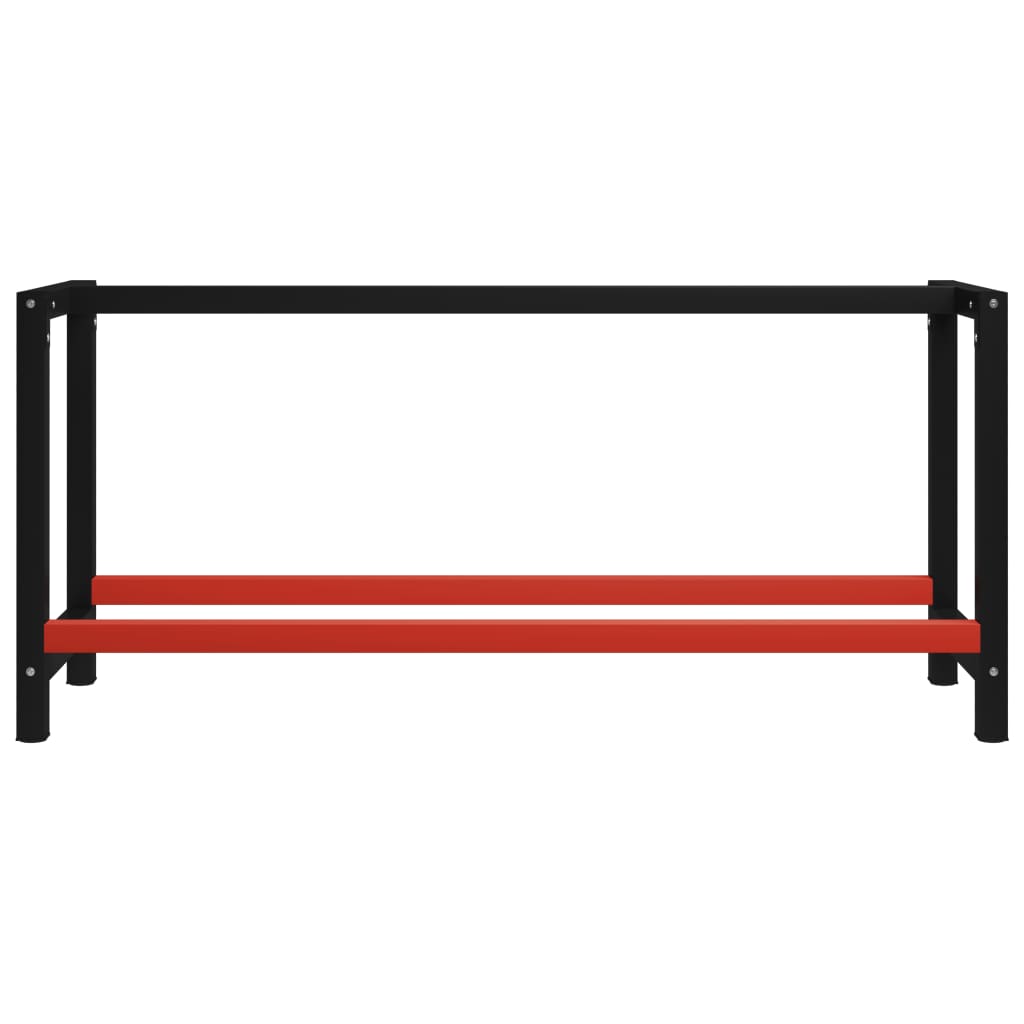 Рамка за работна маса, метал, 175x57x79 см, черно и червено