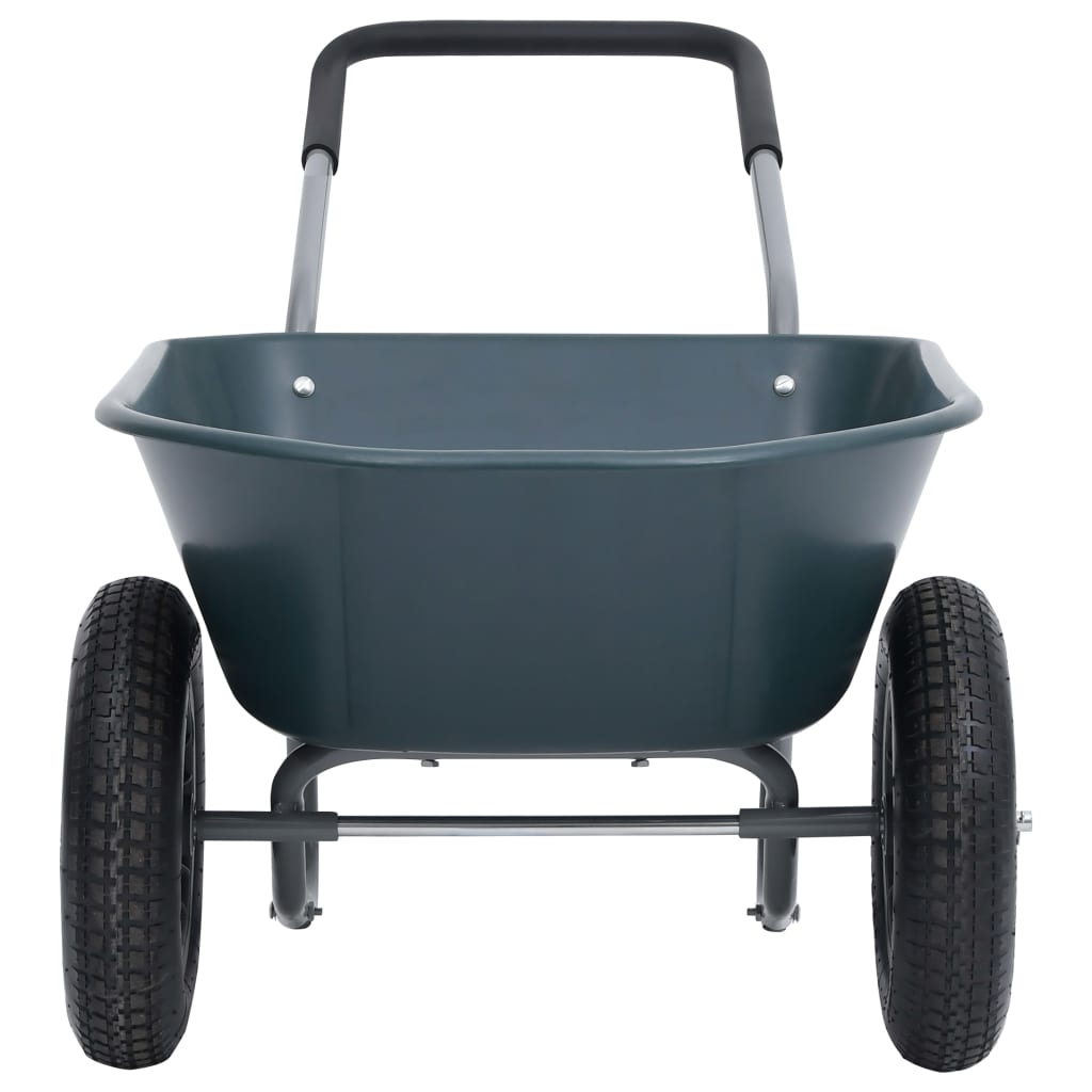 Ръчна количка, зелено и сиво, 140x63x65 см, 78 л, 100 кг 