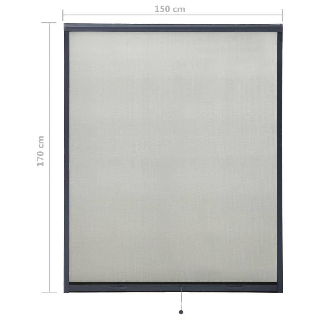 Ролетен комарник за прозорци, антрацит, 150x170 см