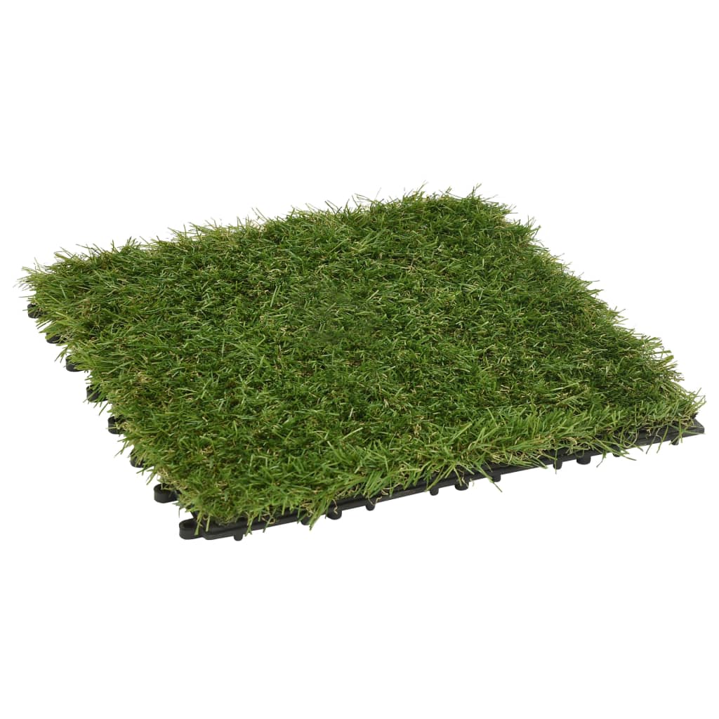 Плочки изкуствена трева, 11 бр, зелени, 30x30 см