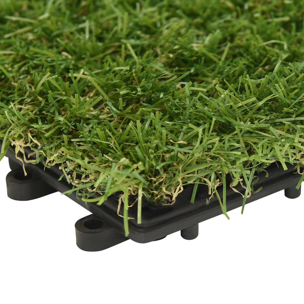 Плочки изкуствена трева, 11 бр, зелени, 30x30 см