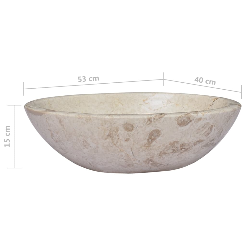 Кремава мивка, 53x40x15 см, мрамор