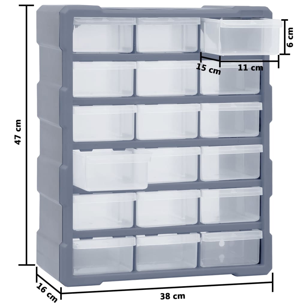 Шкаф органайзер с 18 средни чекмеджета, 38x16x47 см