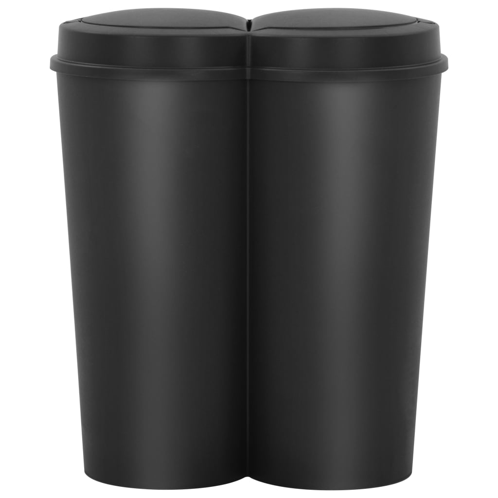 Двоен контейнер за смет, черен, 50 л