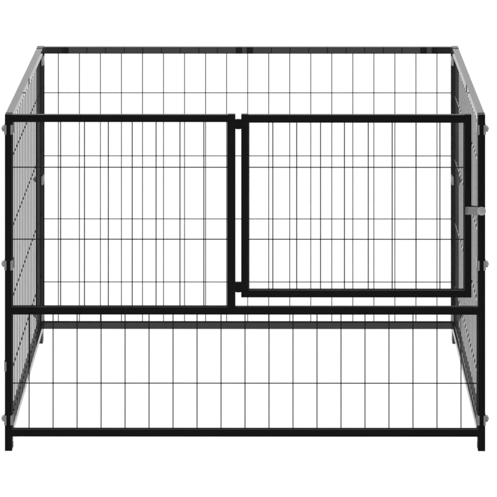 Клетка за кучета, черна, 100x100x70 см, стомана