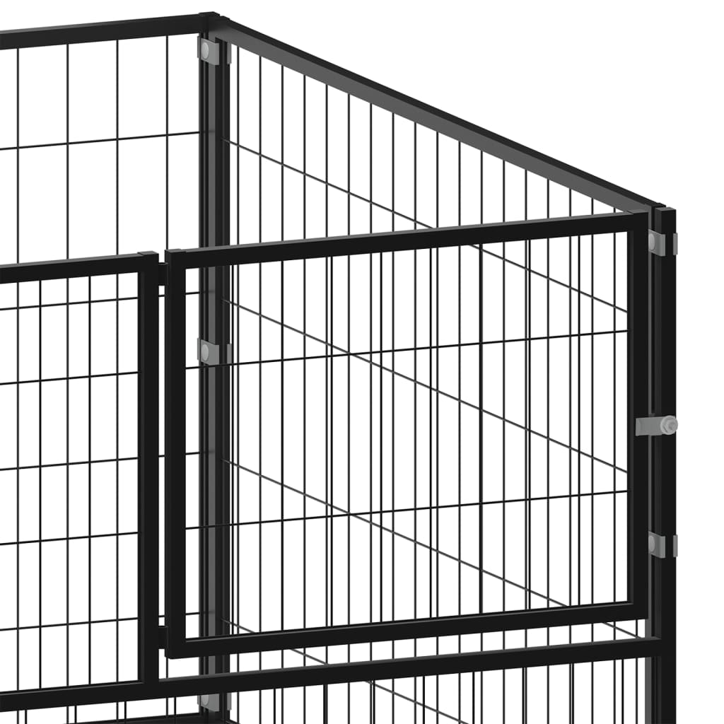Клетка за кучета, черна, 100x100x70 см, стомана