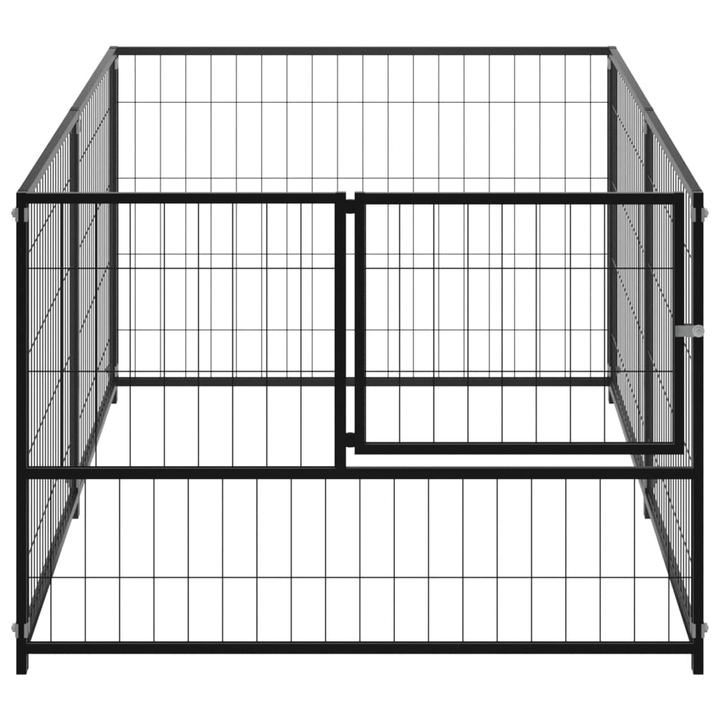 Клетка за кучета, черна, 200x100x70 см, стомана