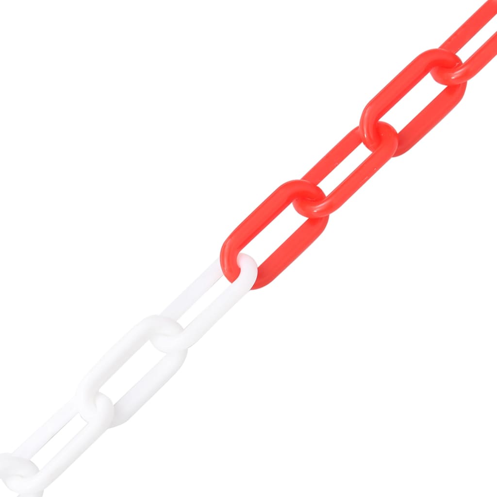 Предупредителна верига, червено и бяло, 30 м, Ø8 мм, пластмаса