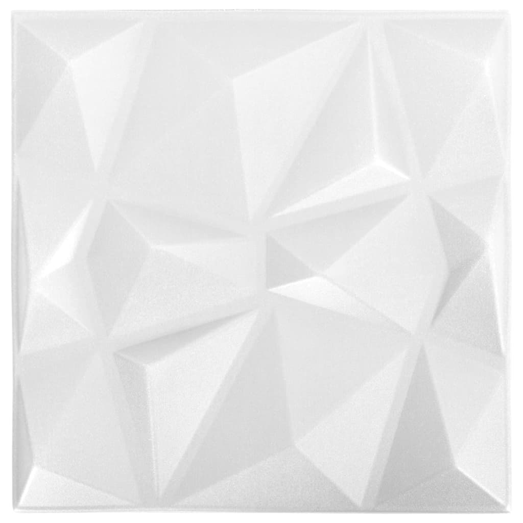 3D стенни панели, 24 бр, 50x50 см, диамантено бяло, 6 кв.м.