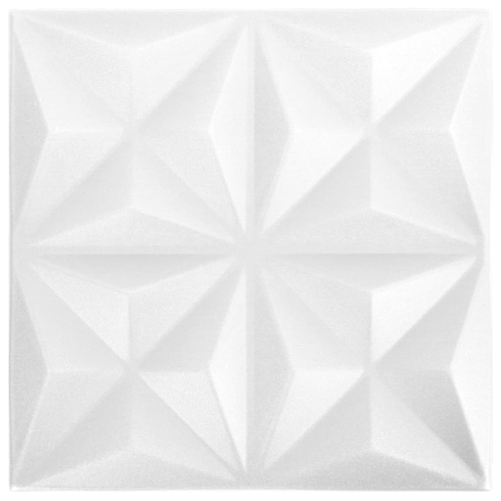 3D стенни панели, 24 бр, 50x50 см, оригами бяло, 6 кв.м.